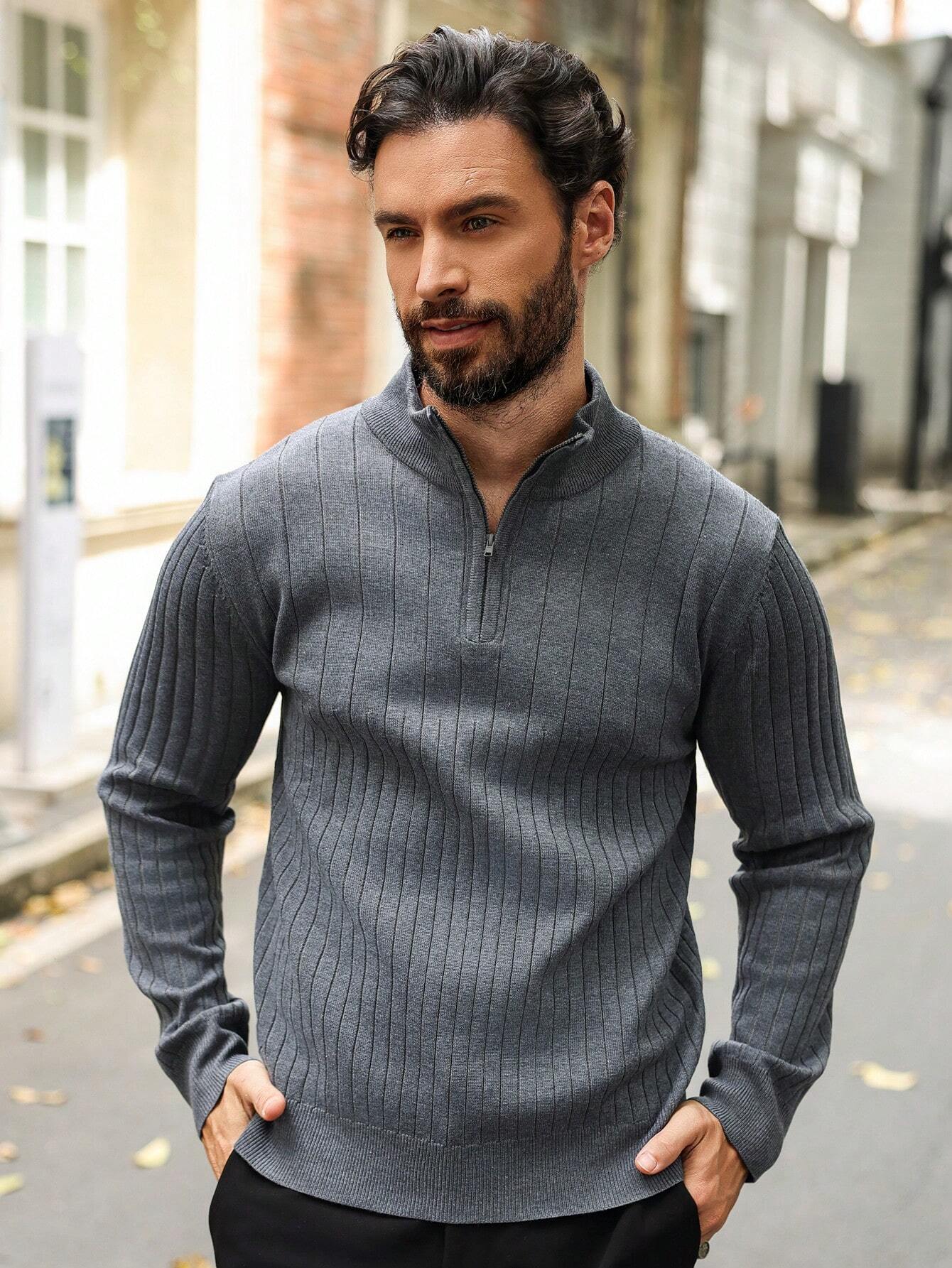 Pull Col Montant Gris