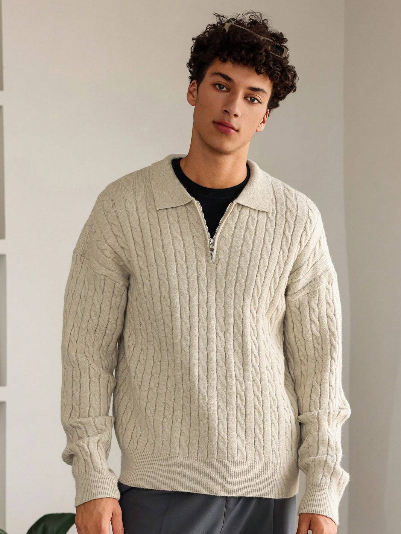 Pull Torsadé Beige